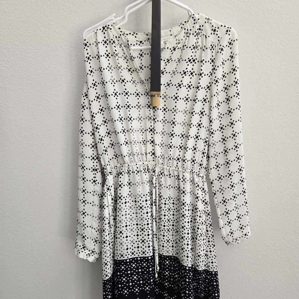Daniel Rainn Black and White Geometric Mini Dress